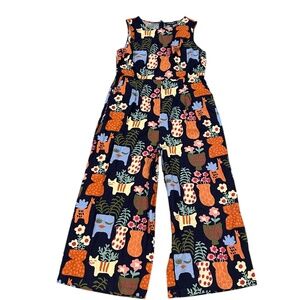 Princess Highway Cat Print Jumpsuit Overalls Women's Size 16 BOLD Boho Chic